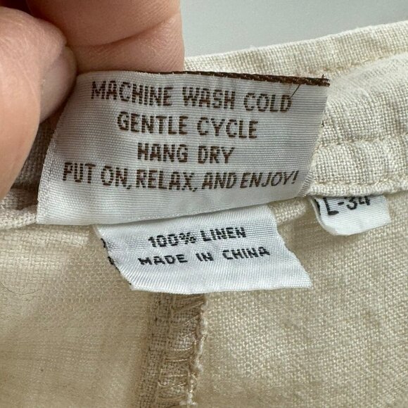 Island Importer Natural Linen Riviera Drawstring Pants Mens Size L - Picture 7 of 8